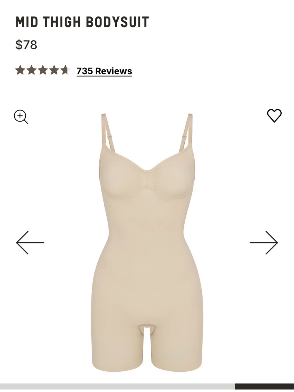 SKIMS Mid-Thigh Shapewear Bodysuit in Cream